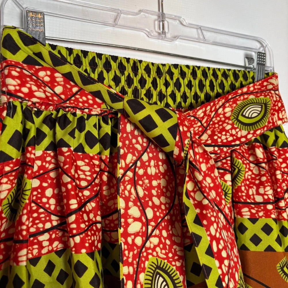 AJ‎ Free Size Vibrant Ankara Print Maxi Skirt Tie Waist Boho Festival Africa - Picture 2 of 7